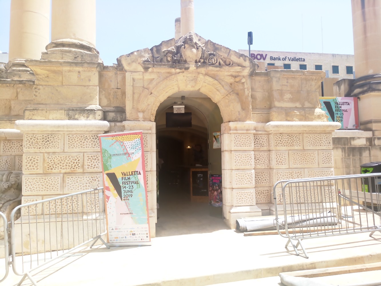 Entrance to the Box Office in Pjazza Teatru Rjal, Valletta Film Festival 2019